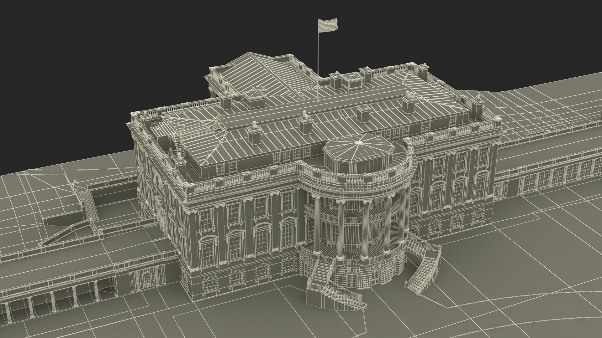 White House US Presidential Residence 3D