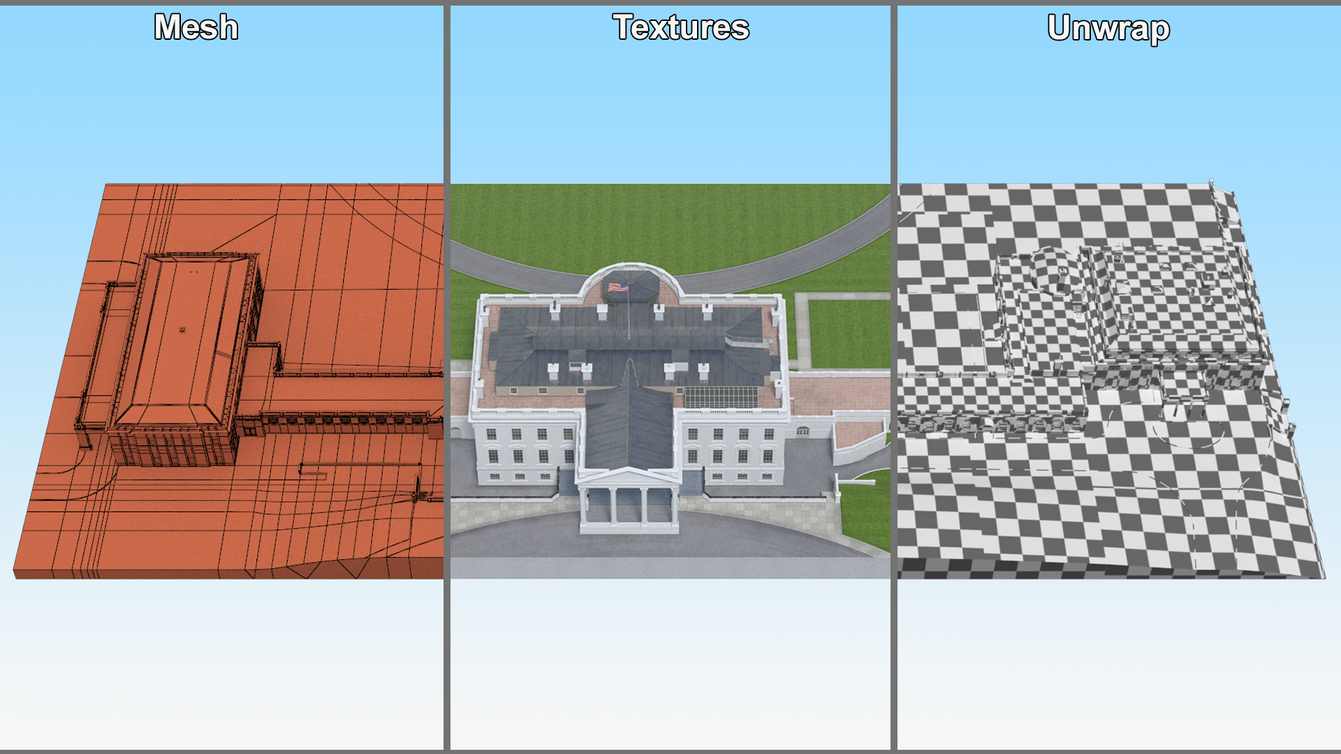 White House US Presidential Residence 3D