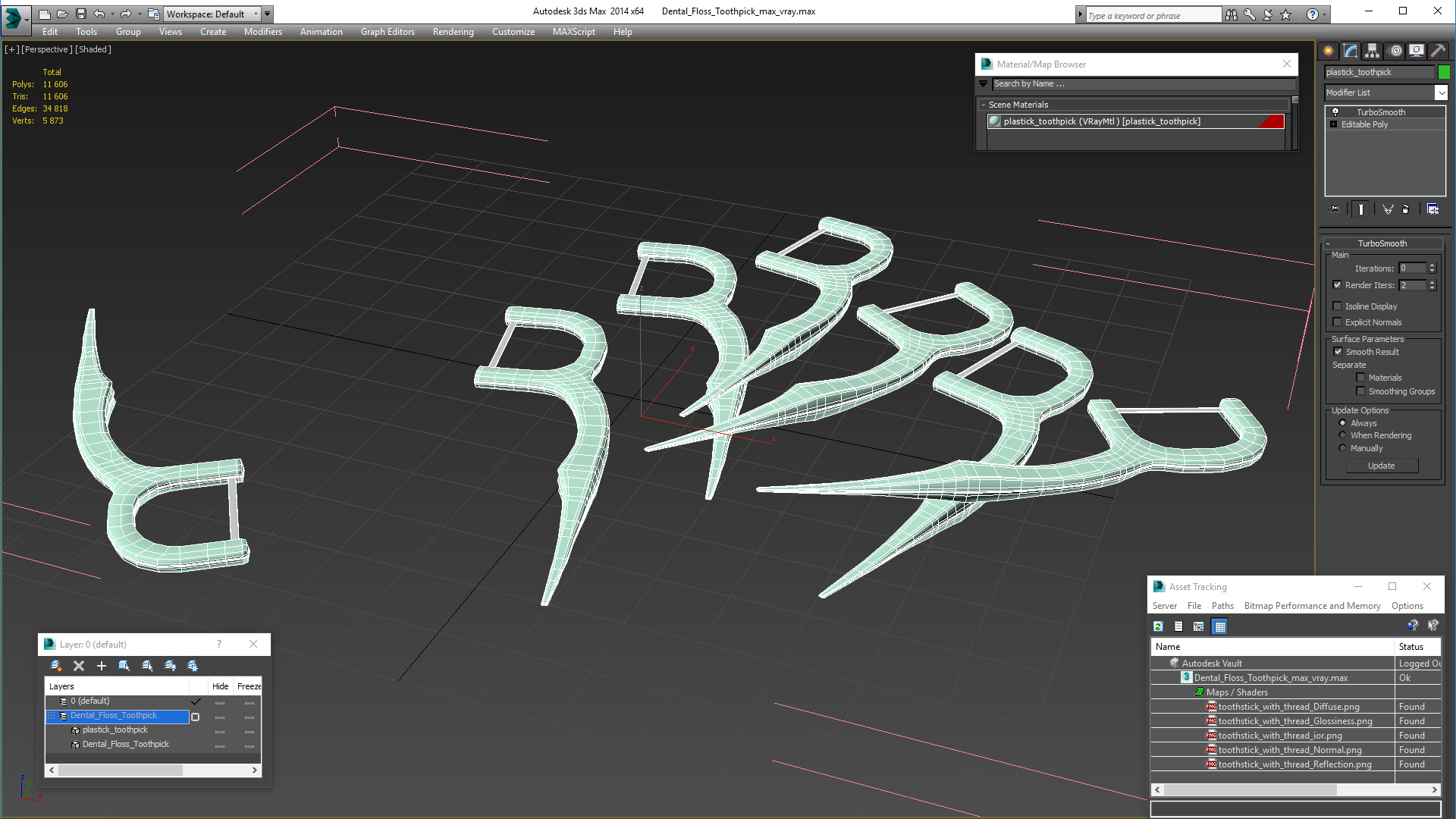 Dental Floss Toothpick 3D
