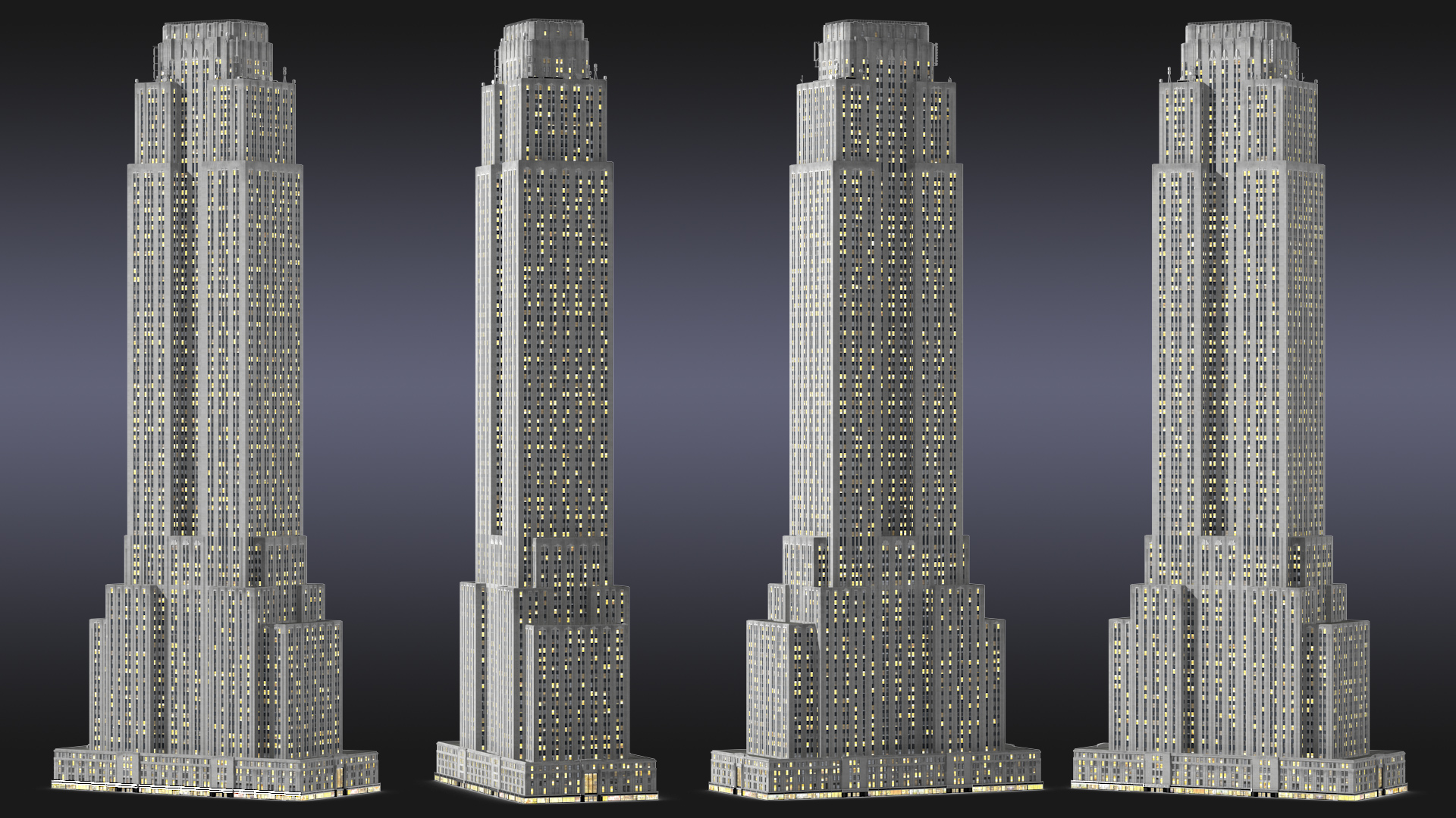 3D model Old Skyscraper Night Glow