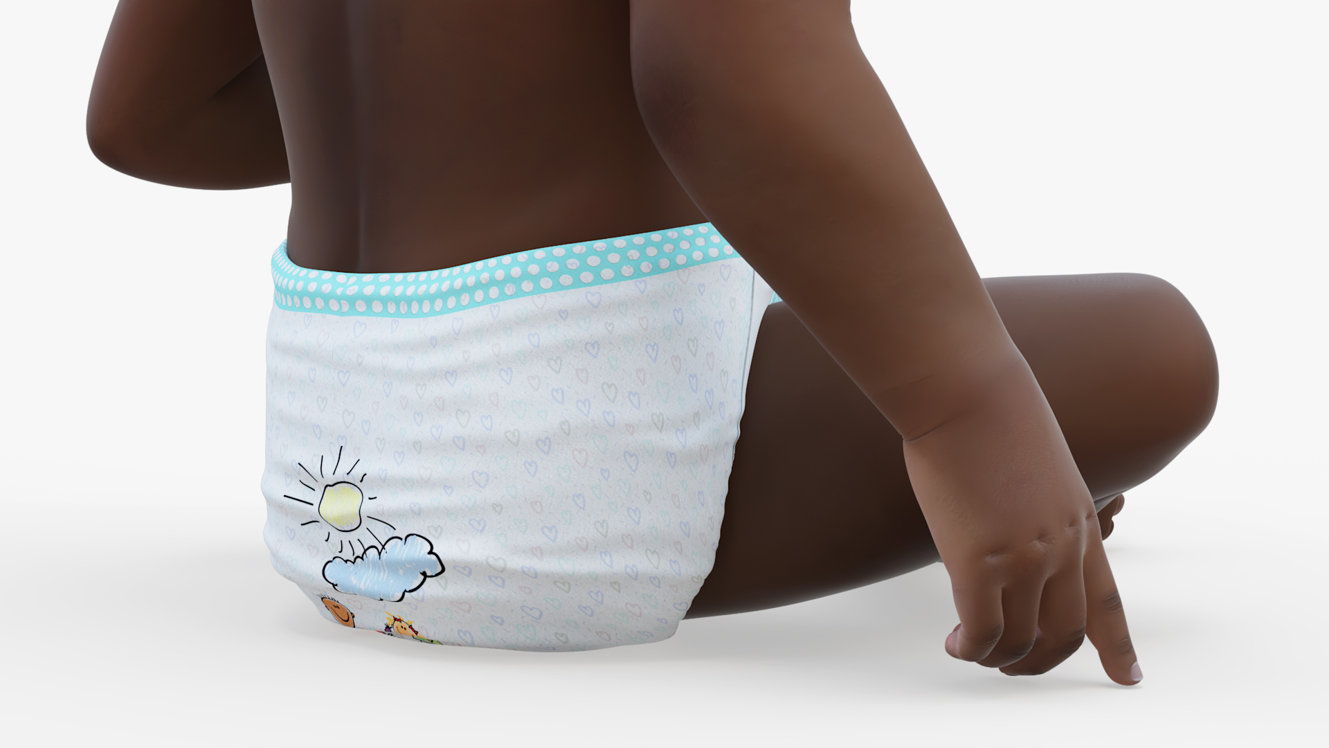 African Baby Boy Wearing Diaper Sitting 3D model