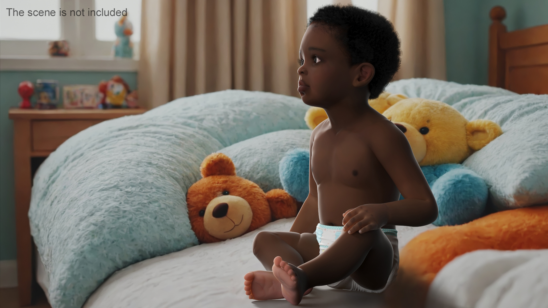 African Baby Boy Wearing Diaper Sitting 3D model