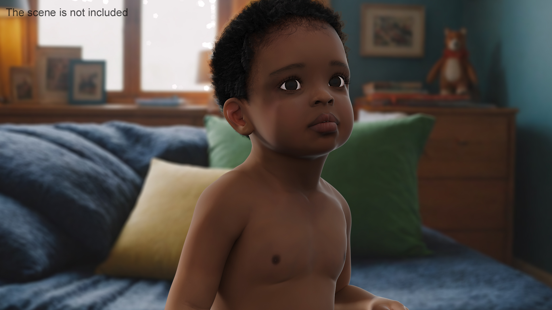 African Baby Boy Wearing Diaper Sitting 3D model