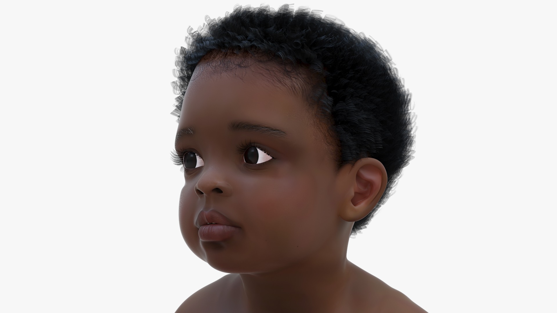 African Baby Boy Wearing Diaper Sitting 3D model