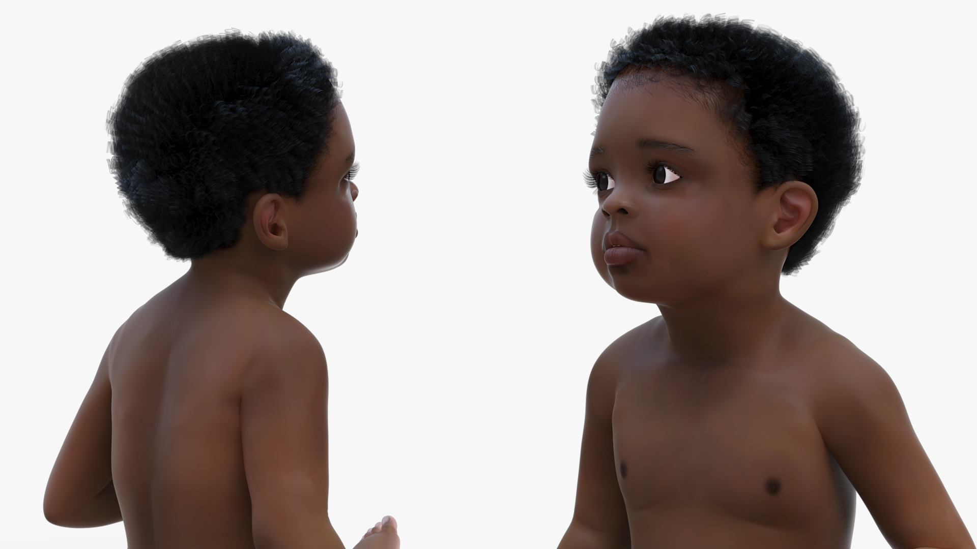 African Baby Boy Wearing Diaper Sitting 3D model