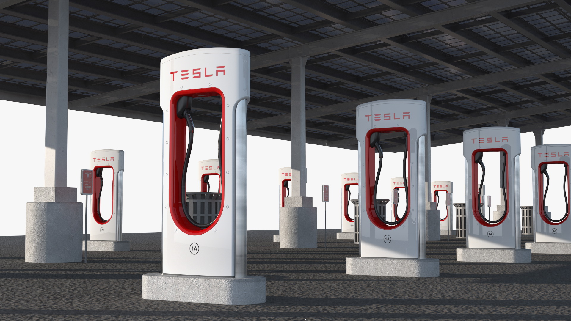 3D Tesla Supercharger Station