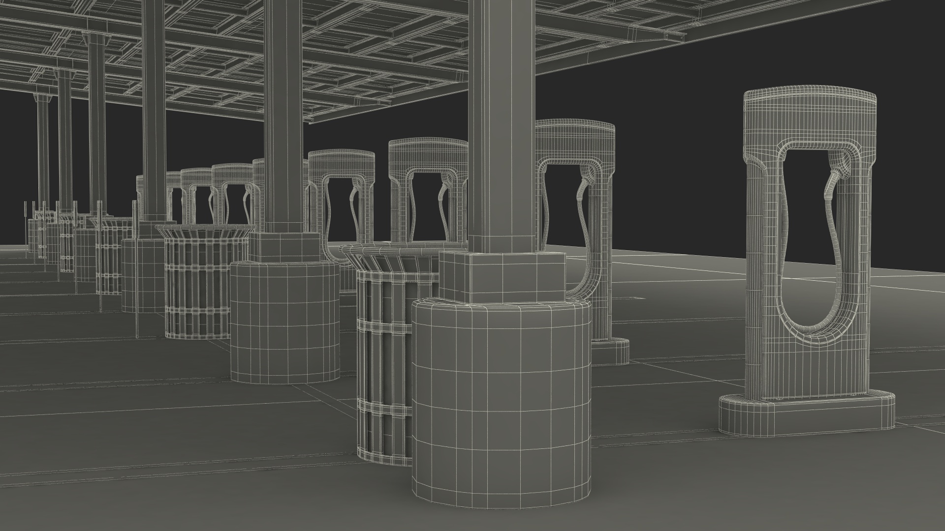 3D Tesla Supercharger Station