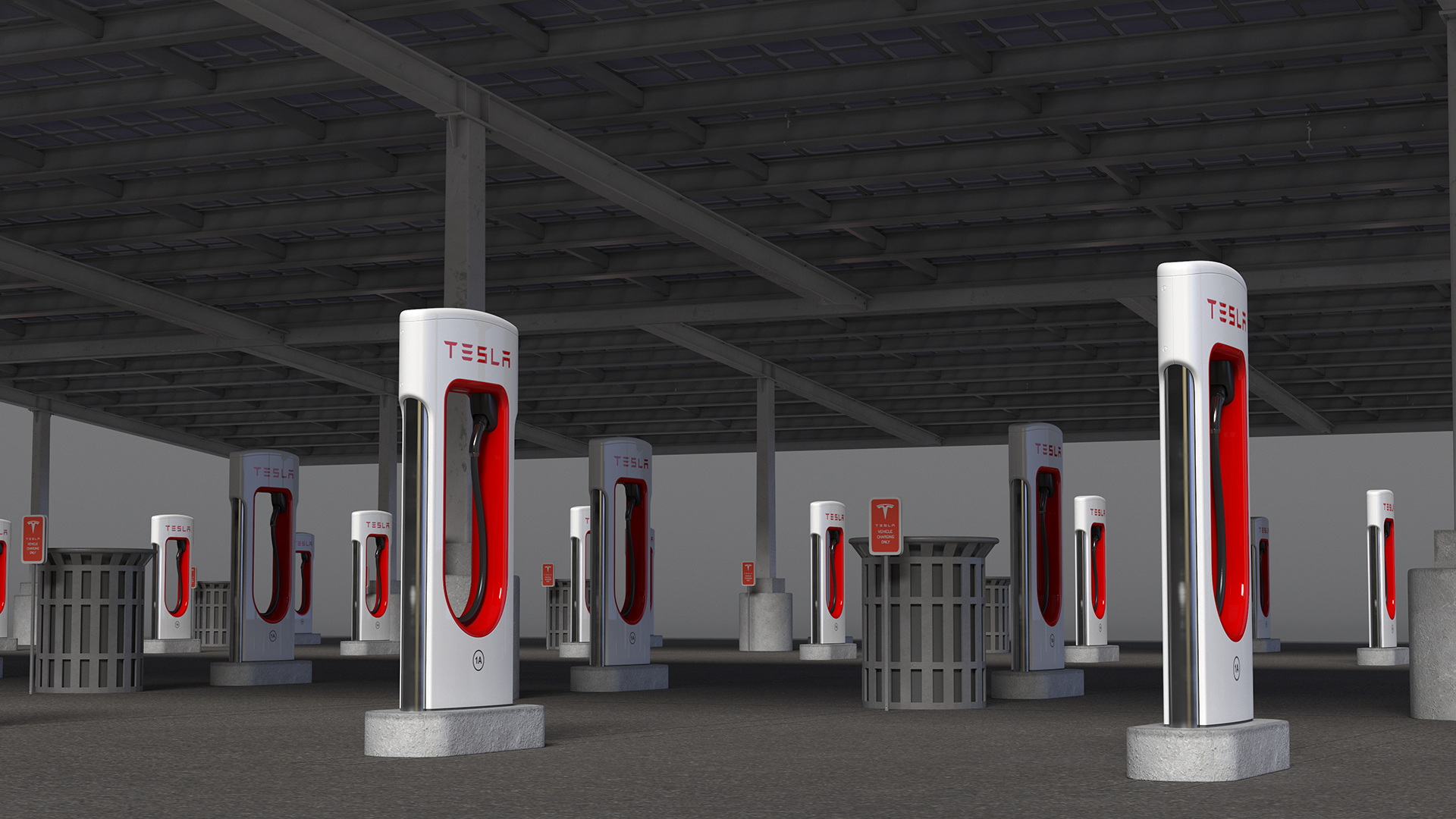 3D Tesla Supercharger Station