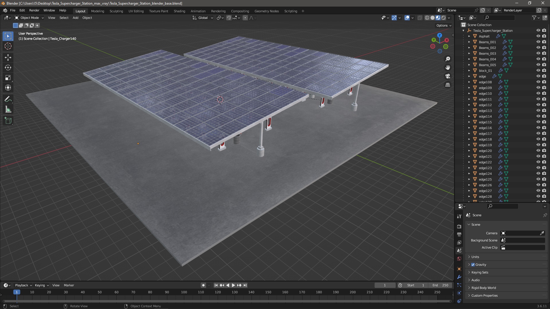 3D Tesla Supercharger Station