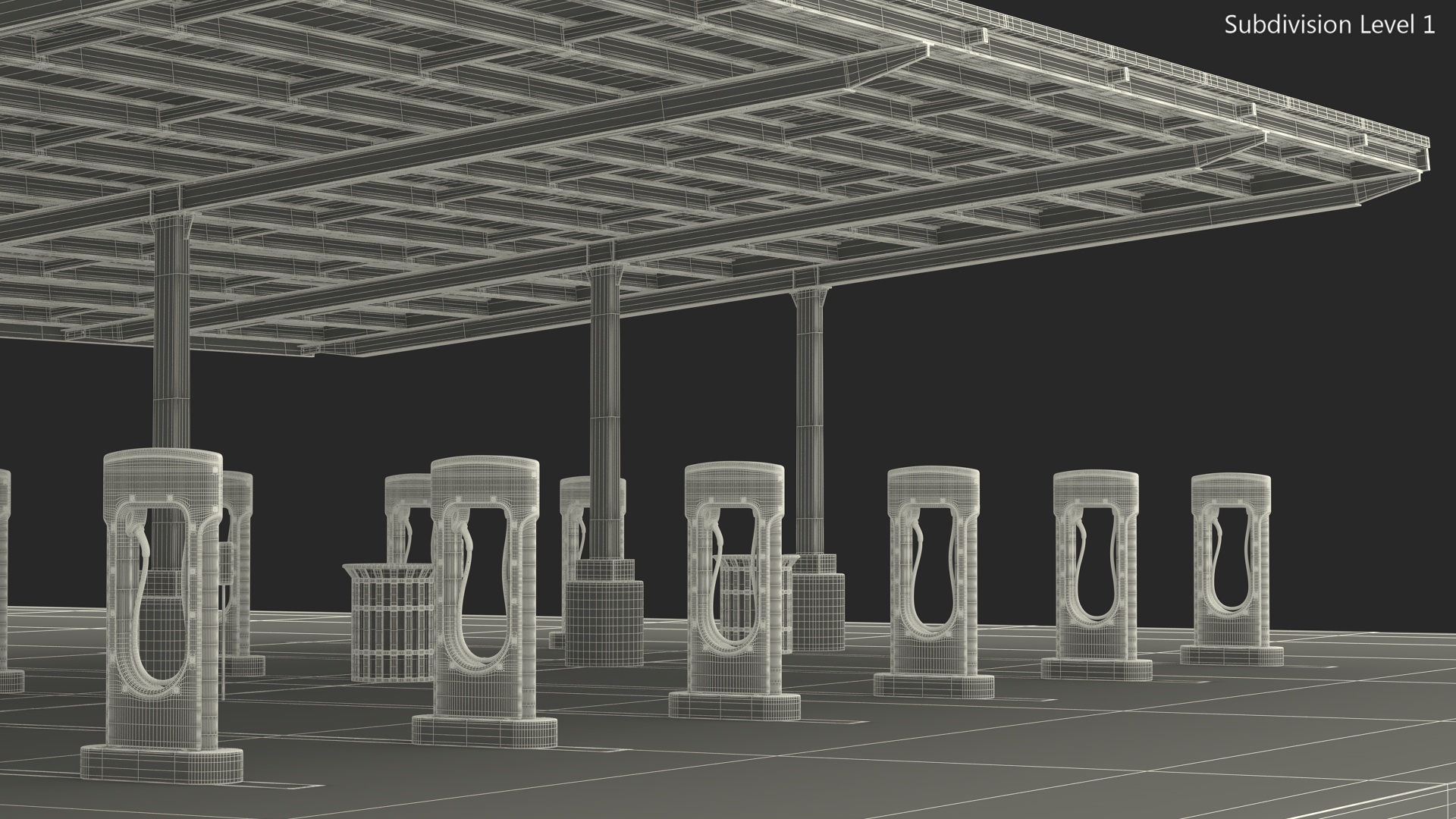 3D Tesla Supercharger Station
