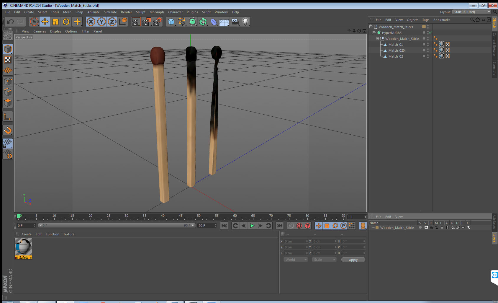 Wooden Match Sticks 3D model