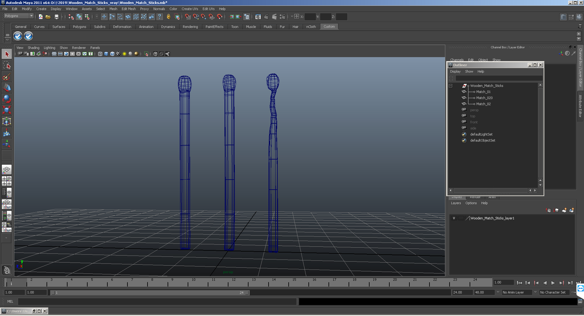 Wooden Match Sticks 3D model