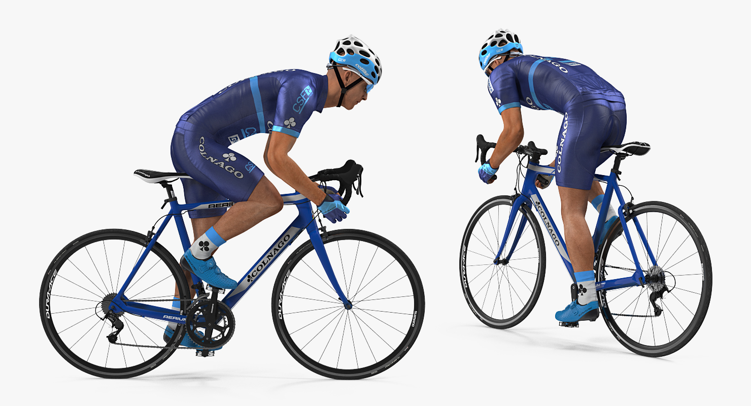 Bicyclist on Road Bike 3D