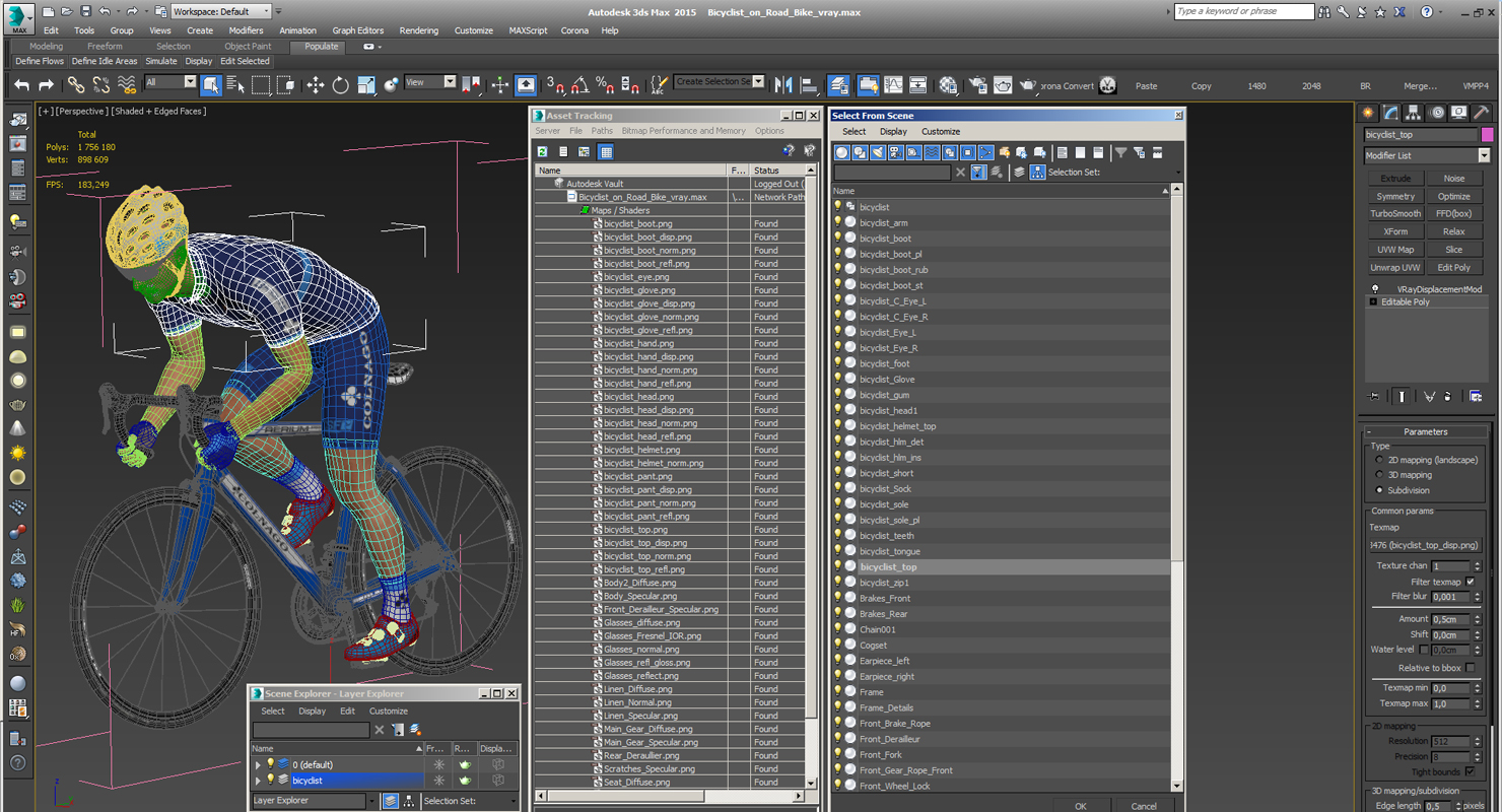Bicyclist on Road Bike 3D