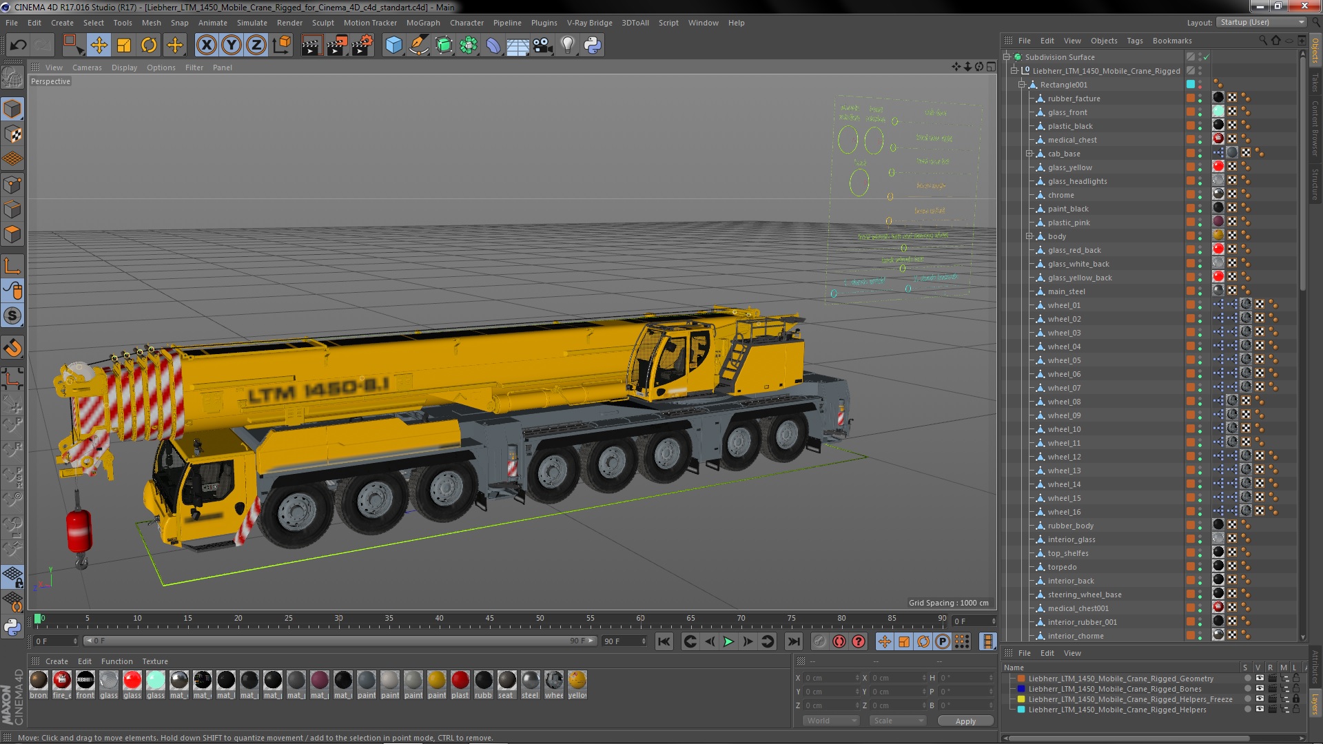 3D Liebherr LTM 1450 Mobile Crane Rigged for Cinema 4D
