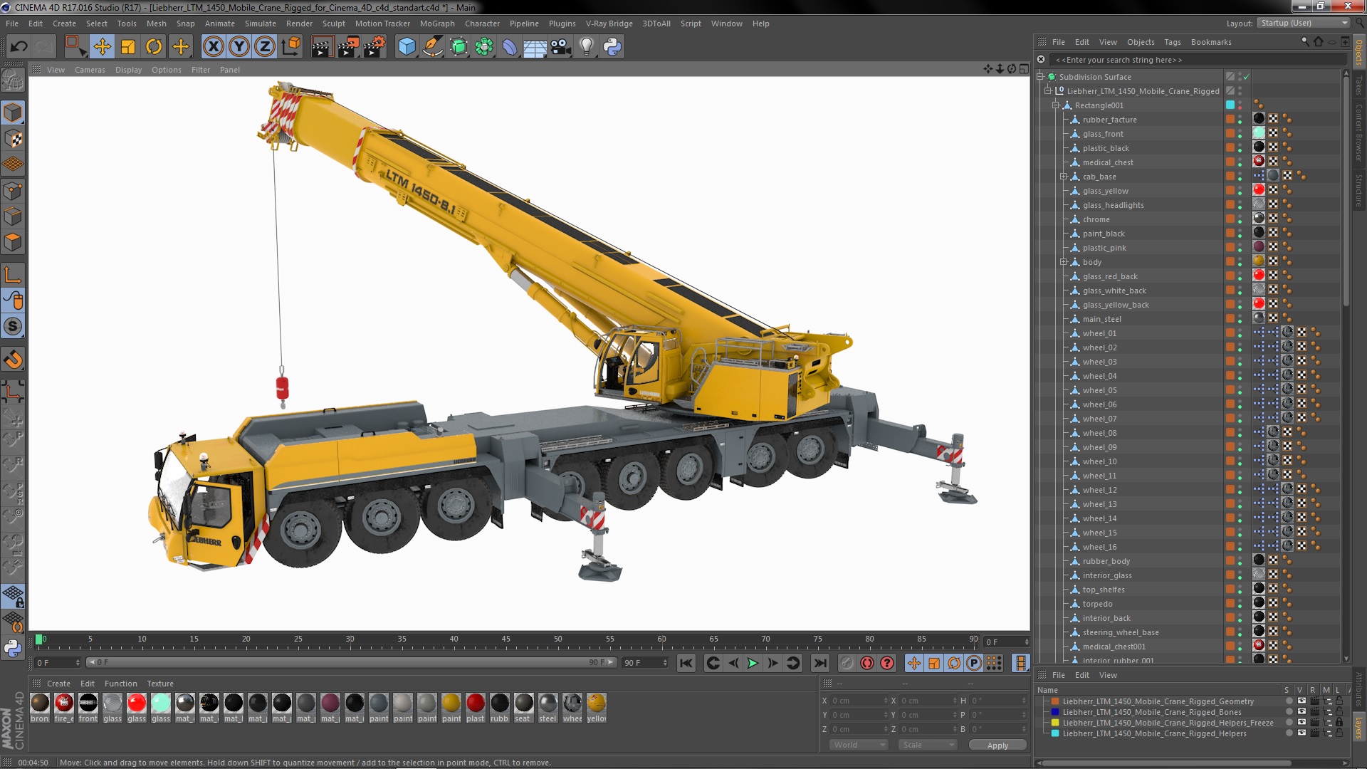 3D Liebherr LTM 1450 Mobile Crane Rigged for Cinema 4D