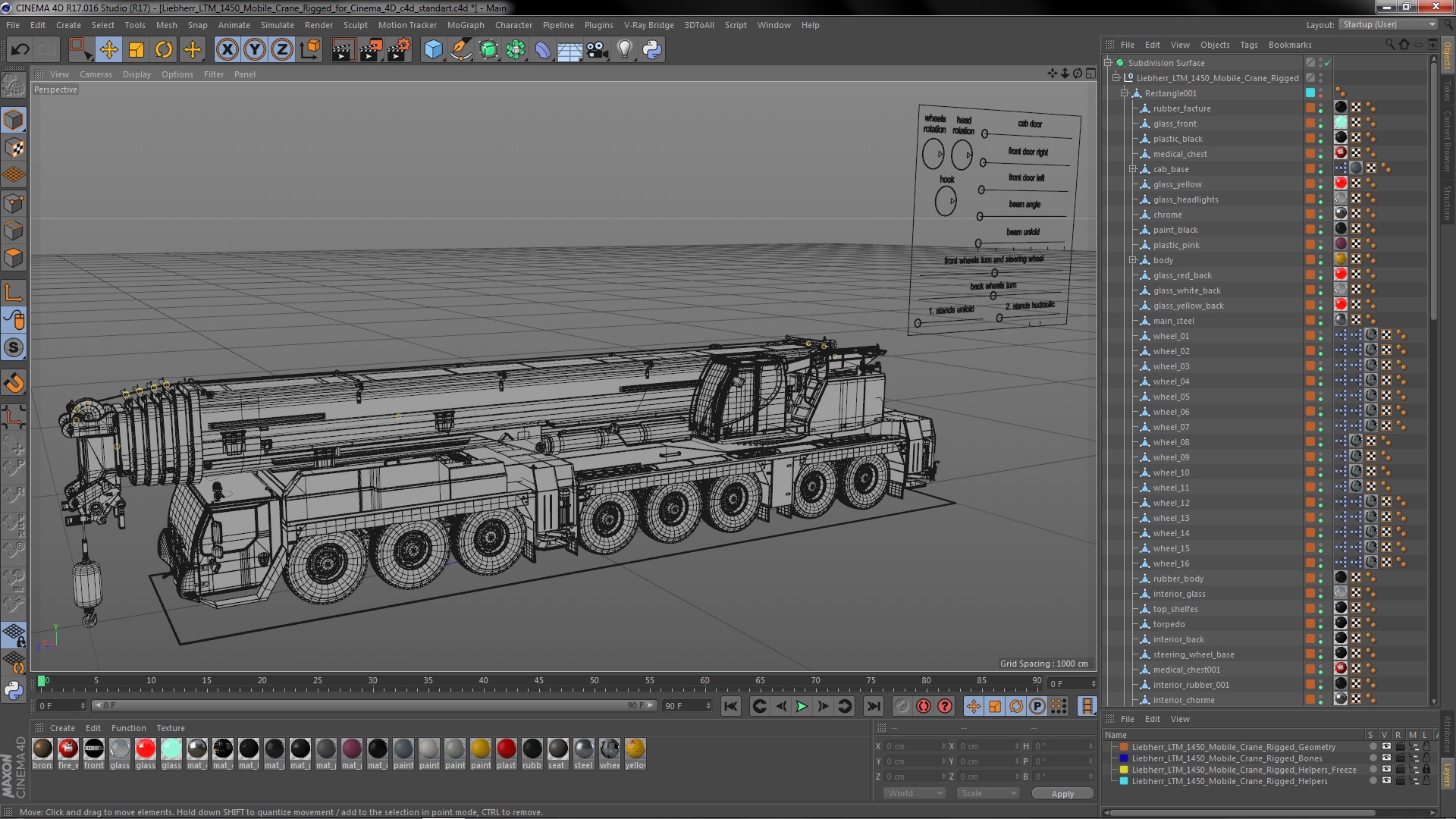 3D Liebherr LTM 1450 Mobile Crane Rigged for Cinema 4D