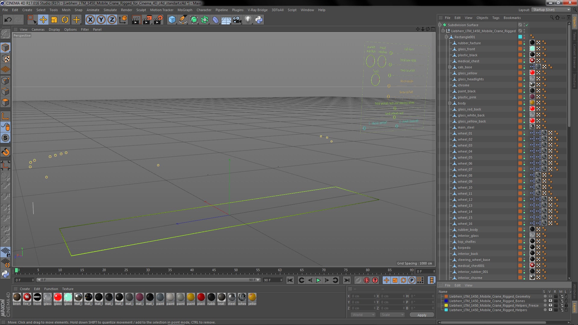 3D Liebherr LTM 1450 Mobile Crane Rigged for Cinema 4D