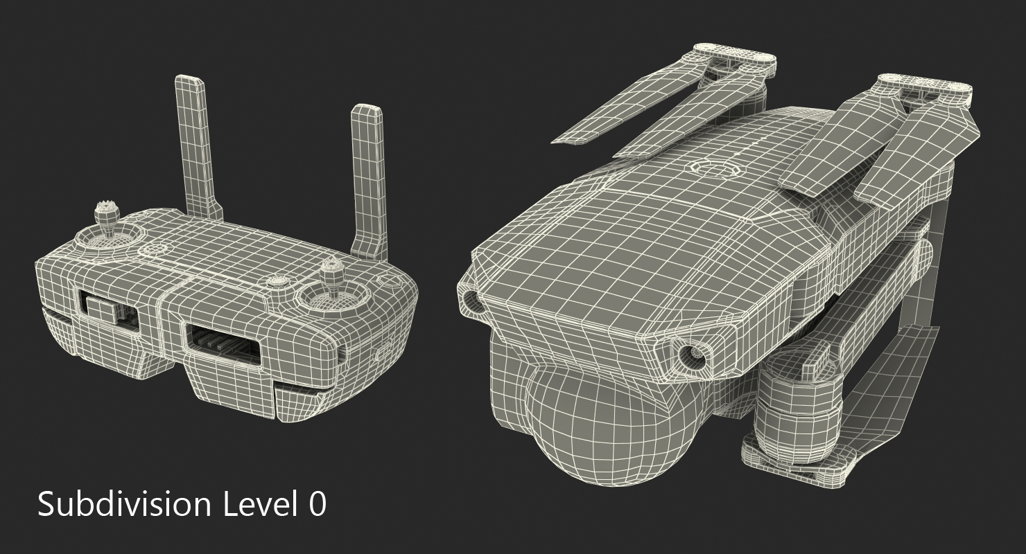 3D DJI Mavic Pro Quadcopter Folded