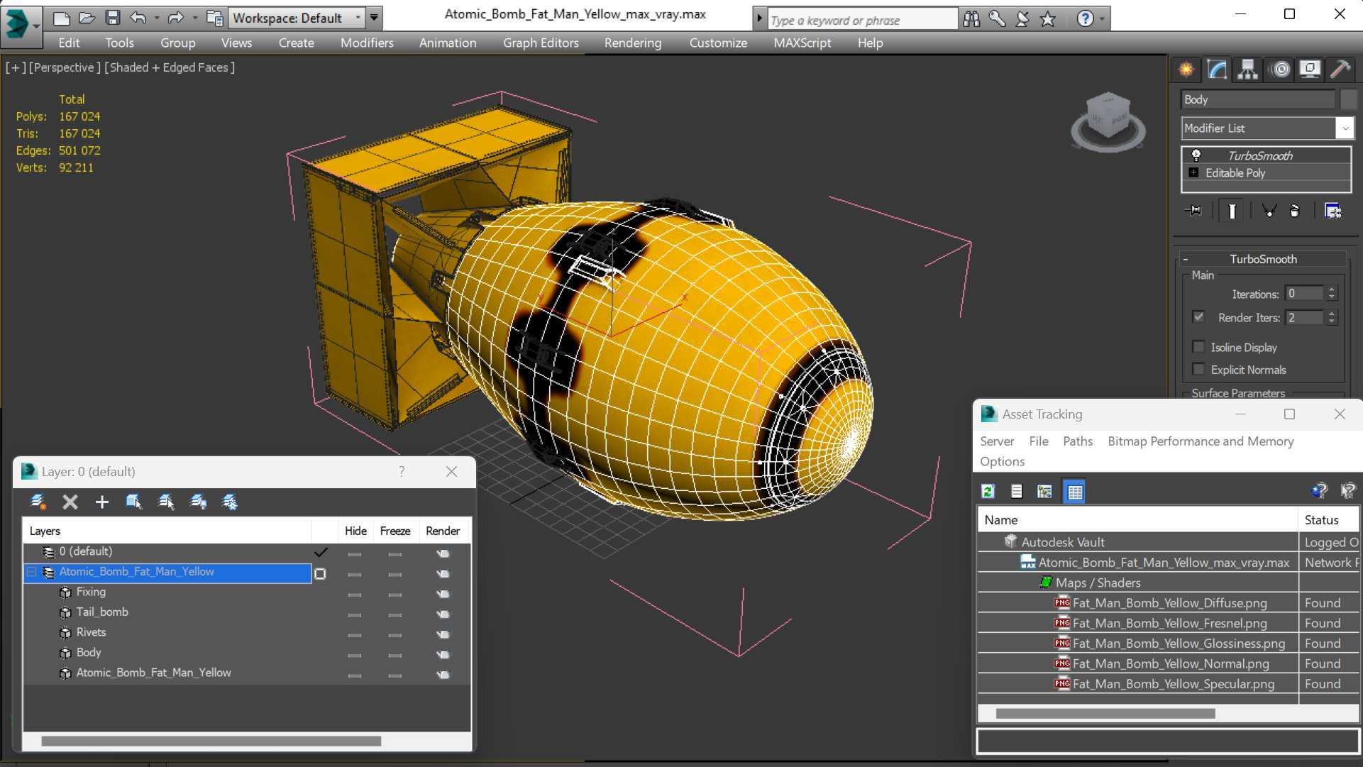 3D Atomic Bomb Fat Man Yellow