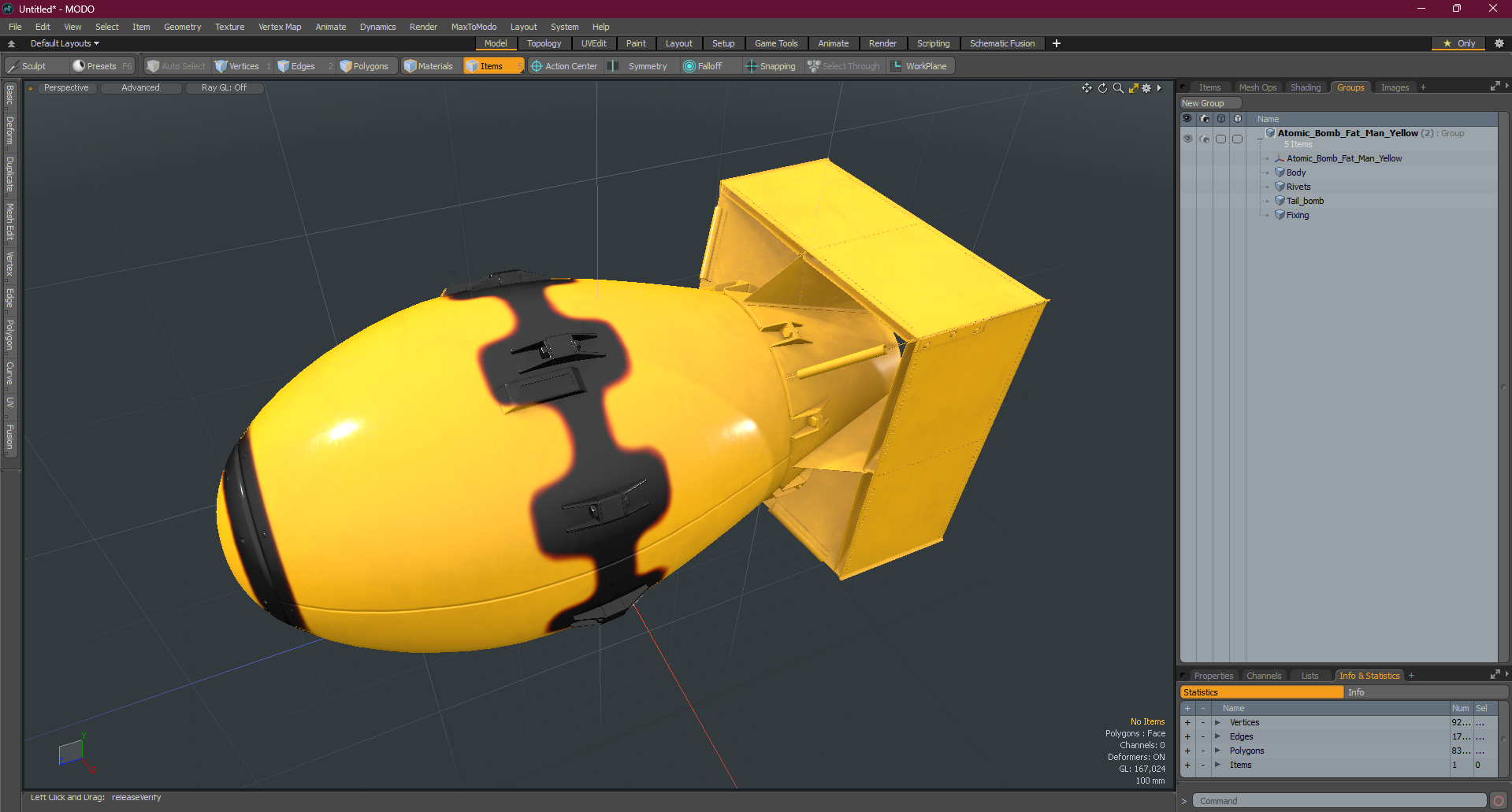 3D Atomic Bomb Fat Man Yellow