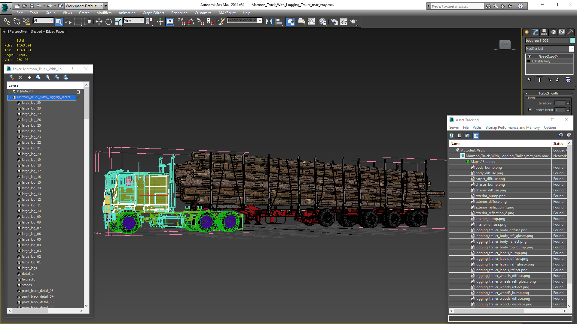 3D Marmon Truck With Logging Trailer model