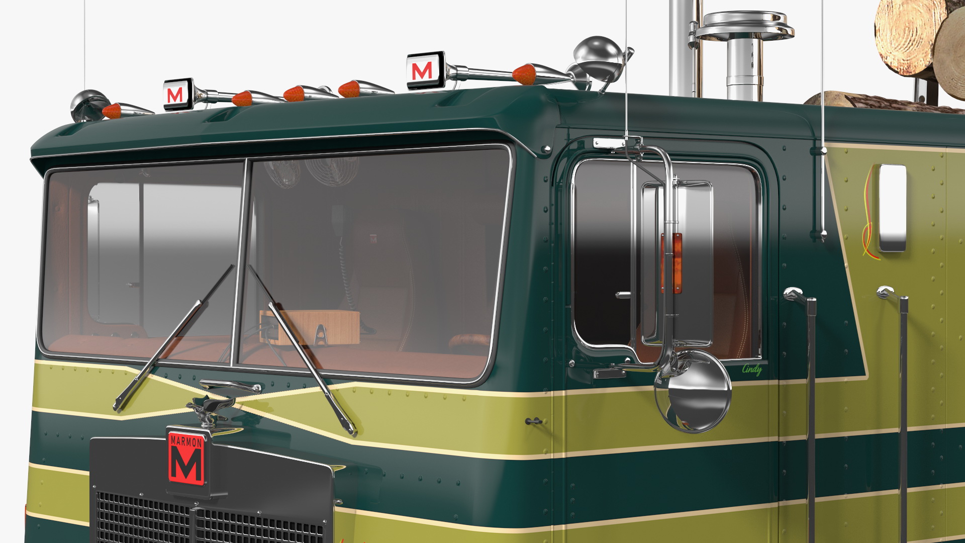 3D Marmon Truck With Logging Trailer model