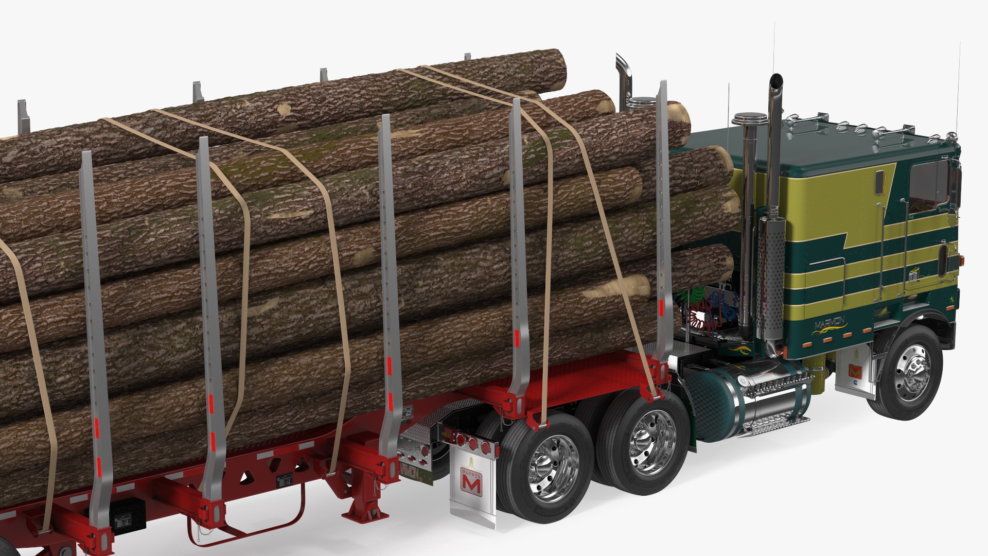 3D Marmon Truck With Logging Trailer model
