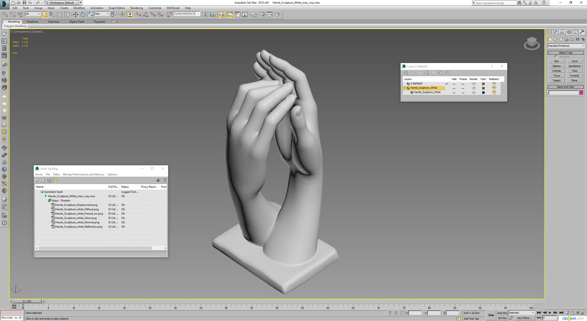 Hands Sculpture White for 3D Print 3D model