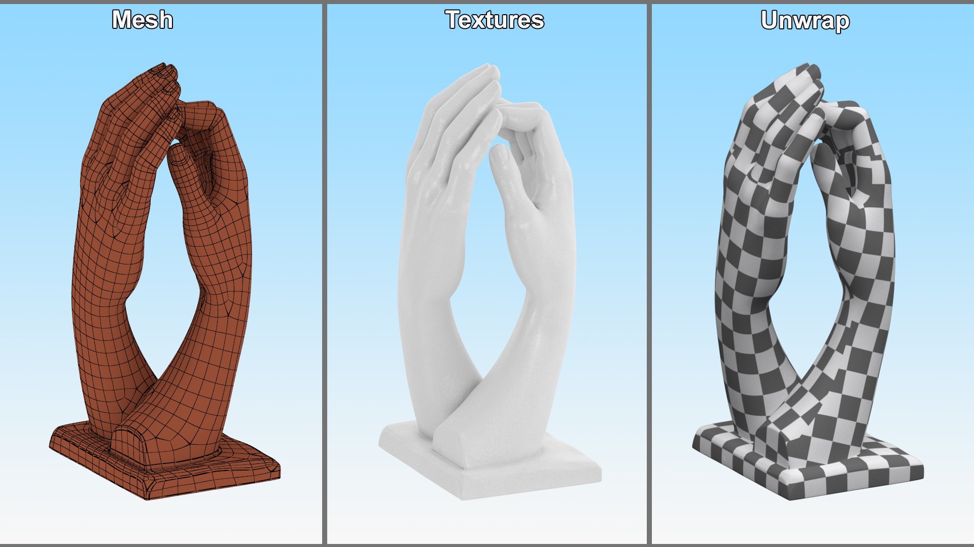 Hands Sculpture White for 3D Print 3D model