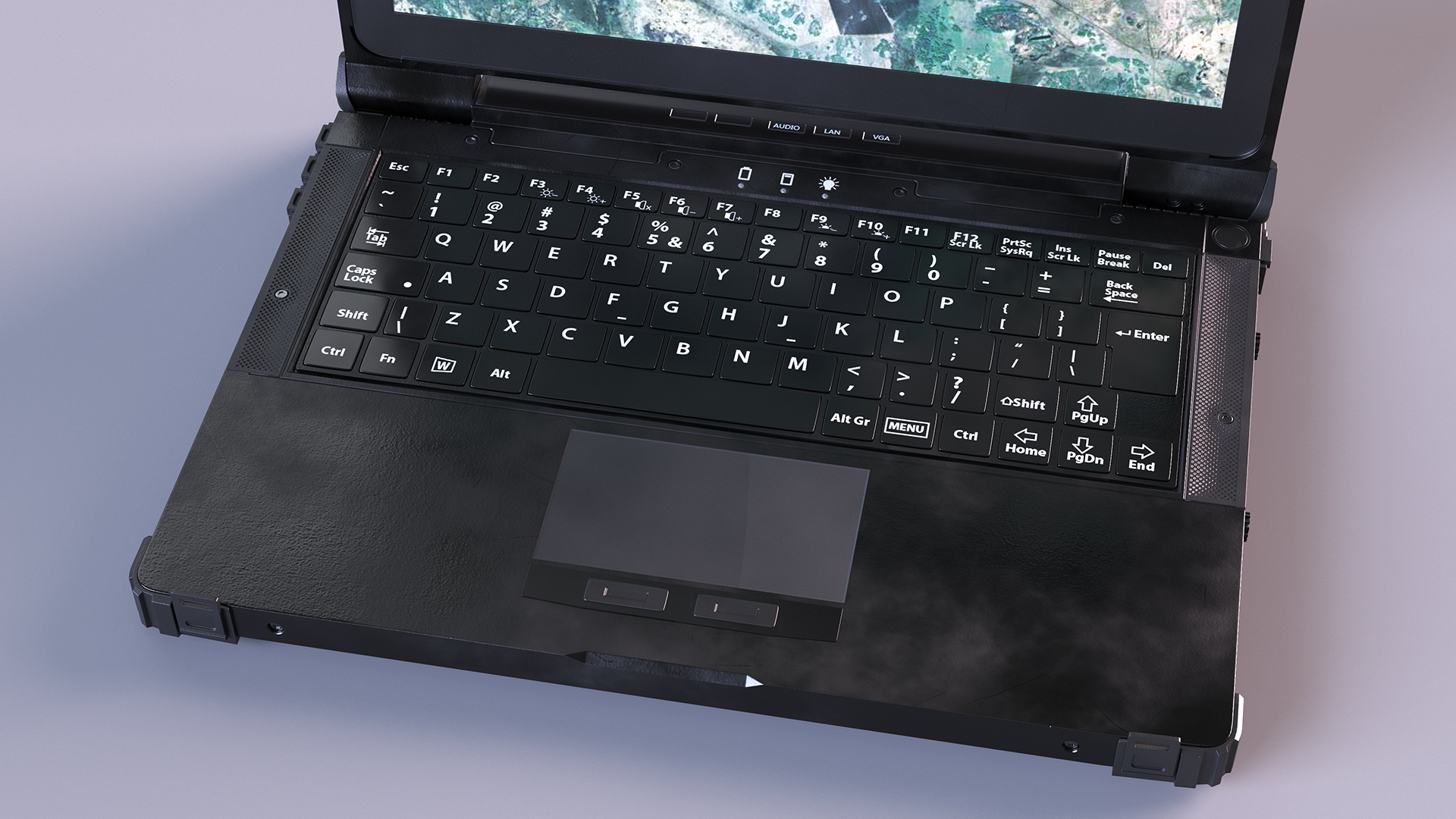 Shockproof Laptop Black Metal 3D model