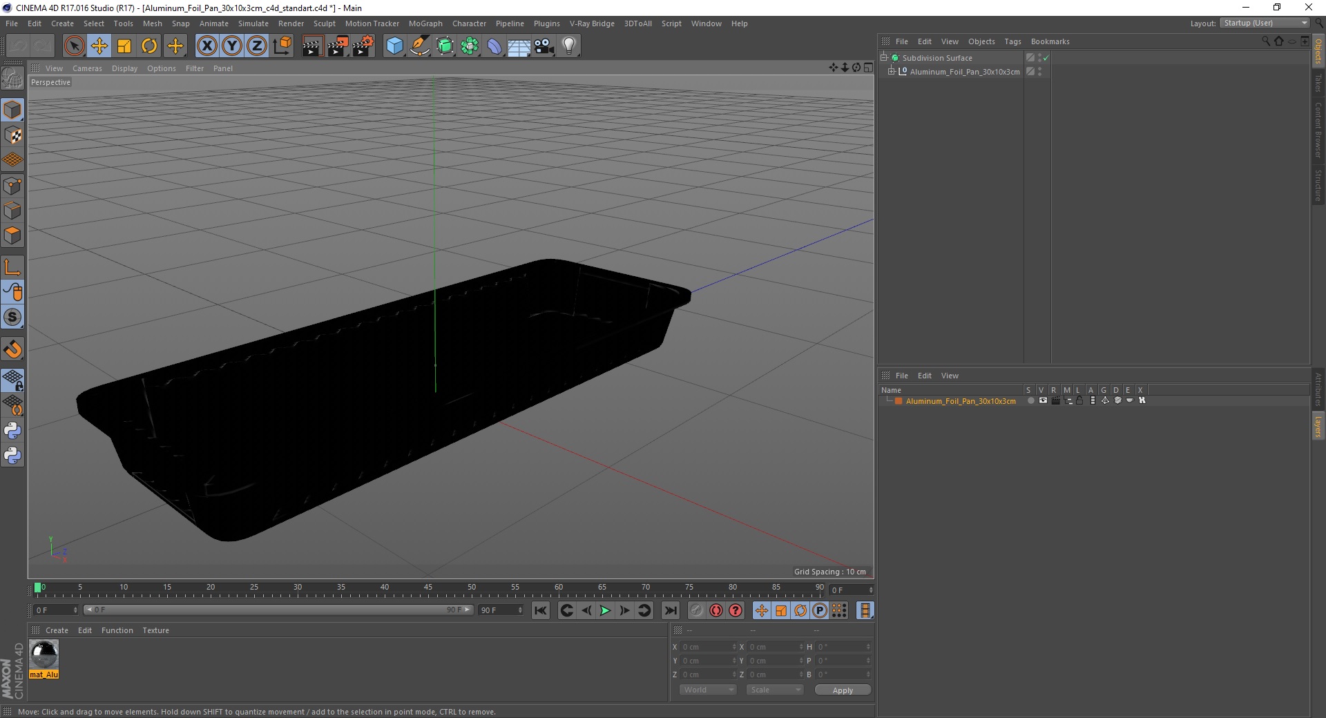 Aluminum Foil Pan 30x10x3cm 3D