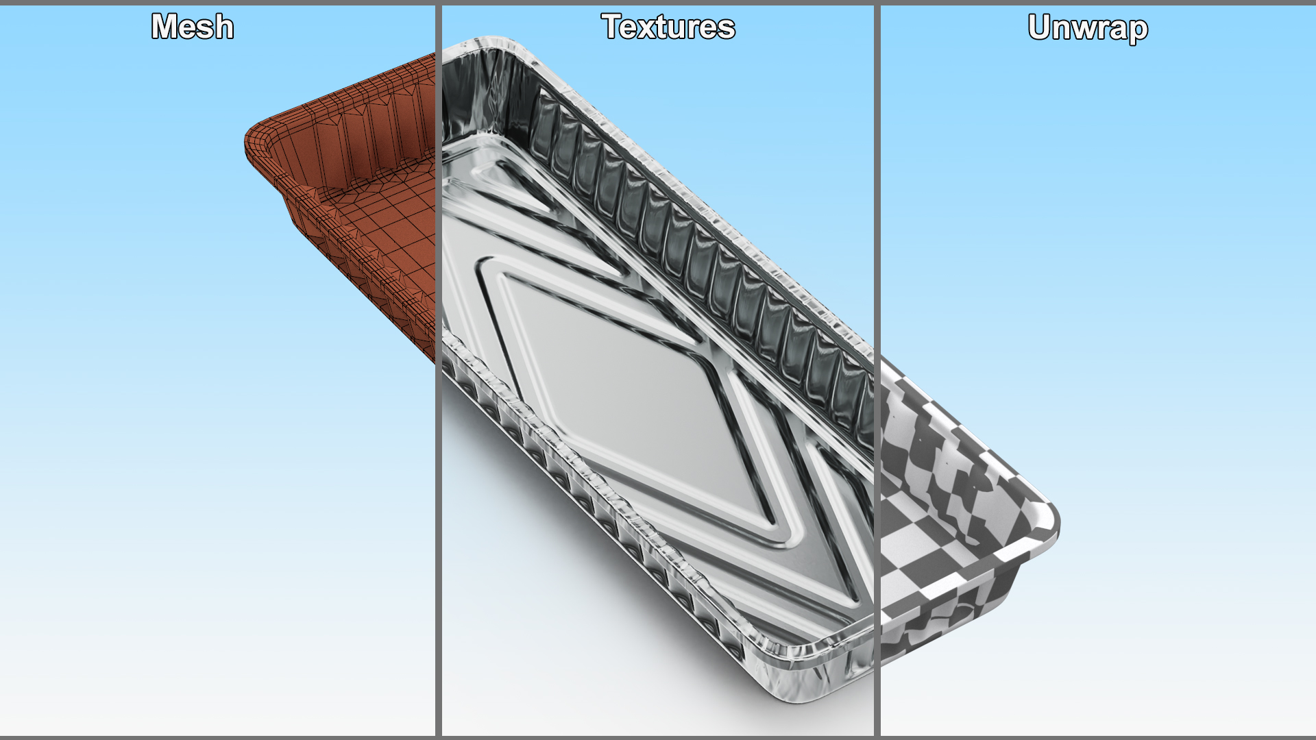 Aluminum Foil Pan 30x10x3cm 3D