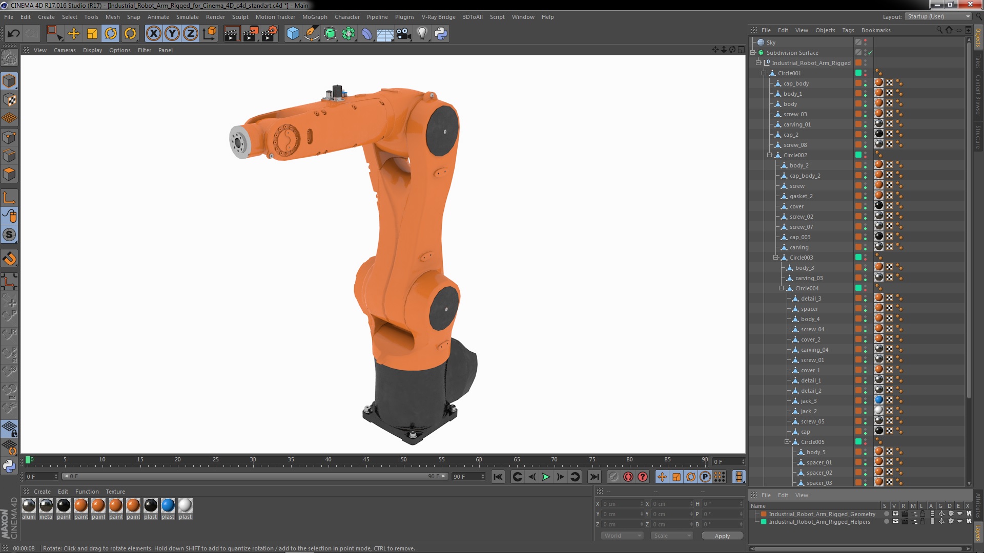 3D Industrial Robot Arm Rigged for Cinema 4D