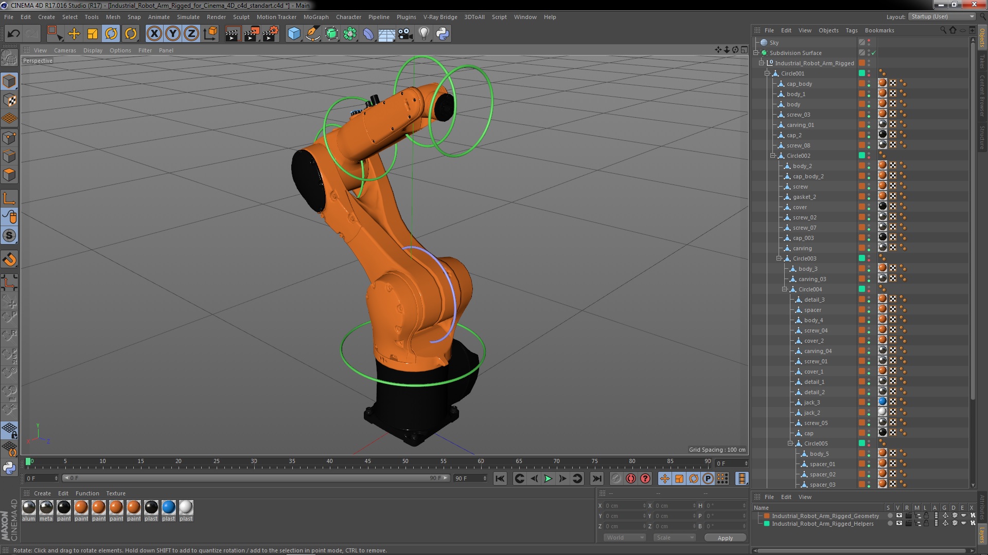 3D Industrial Robot Arm Rigged for Cinema 4D