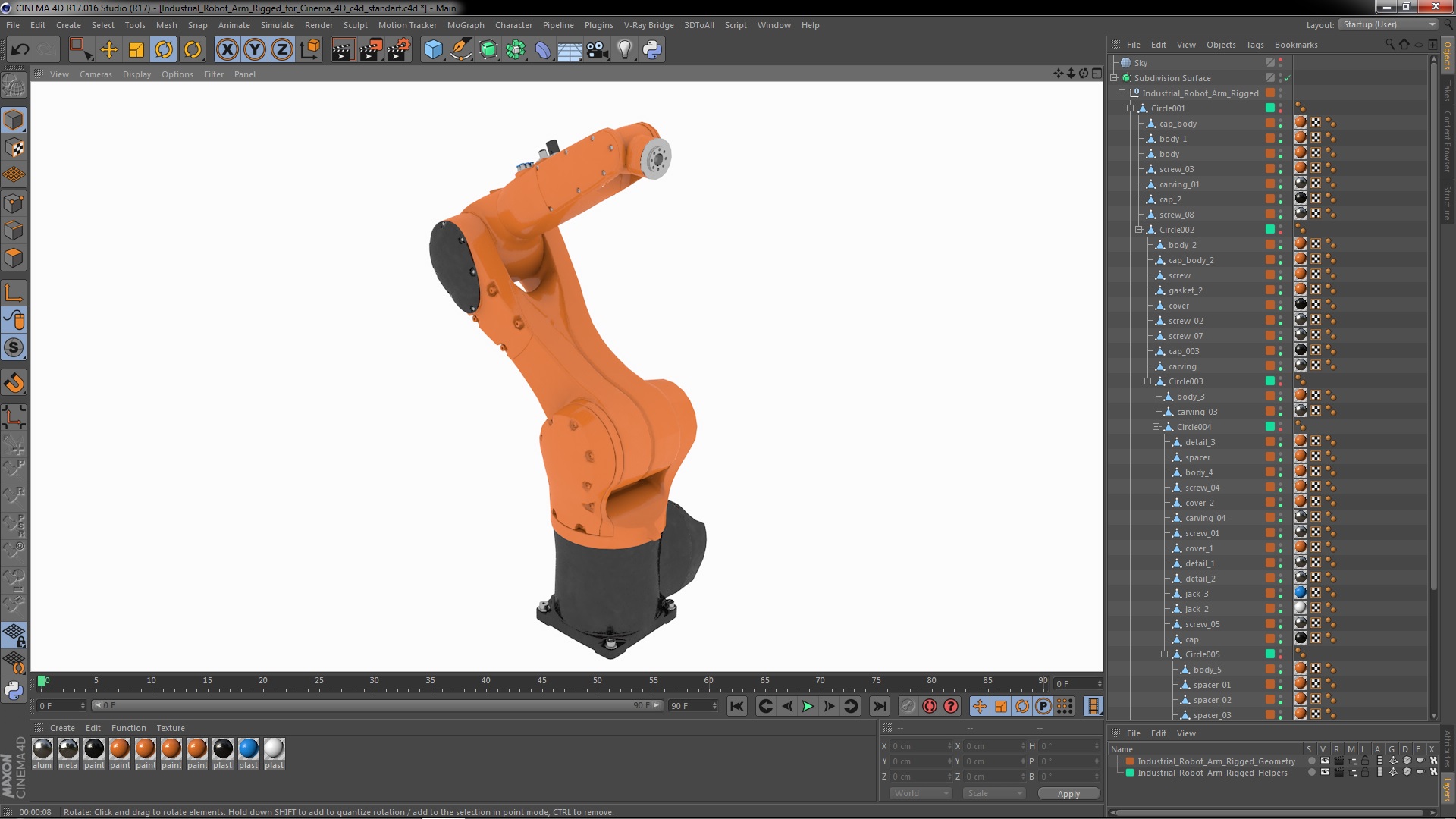3D Industrial Robot Arm Rigged for Cinema 4D