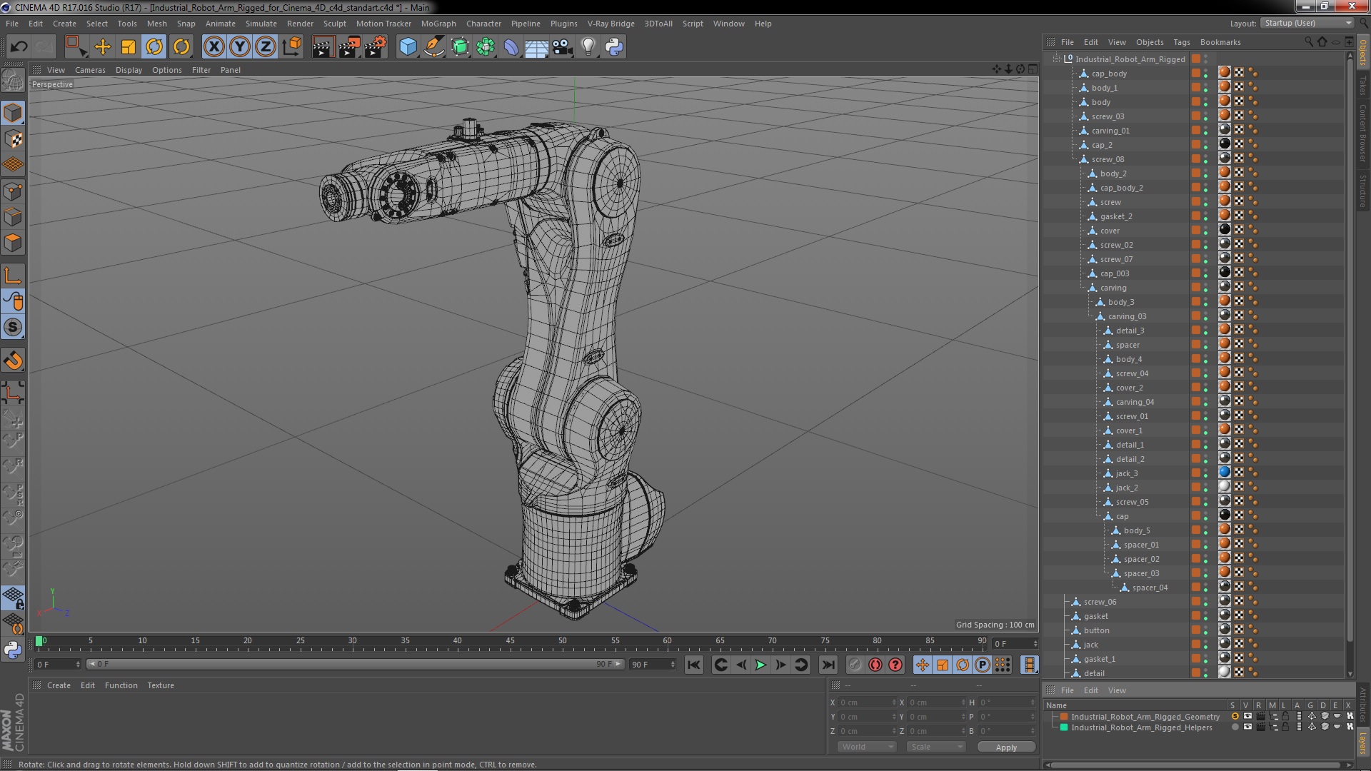 3D Industrial Robot Arm Rigged for Cinema 4D