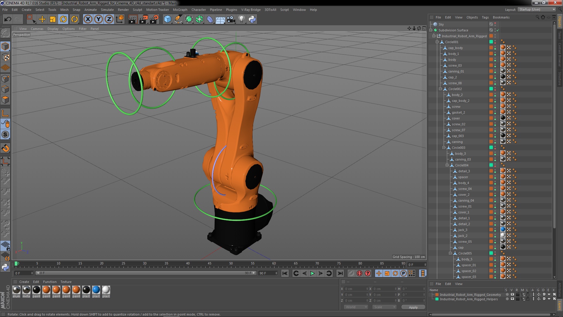 3D Industrial Robot Arm Rigged for Cinema 4D
