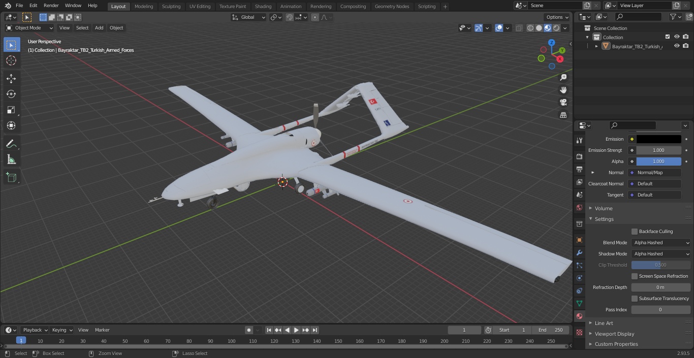 Bayraktar TB2 Turkish Armed Forces 3D model