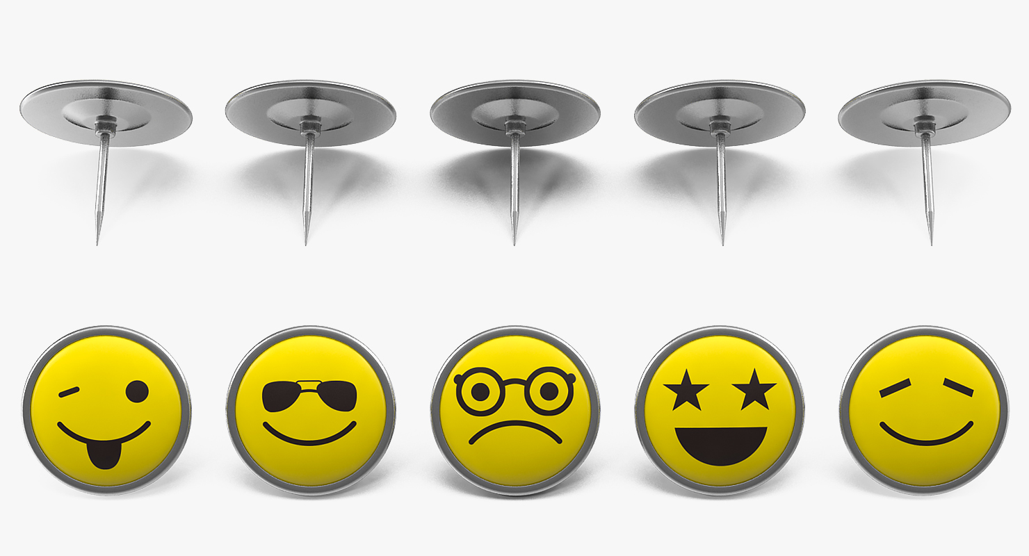 3D Round Smiley Faces Pins model