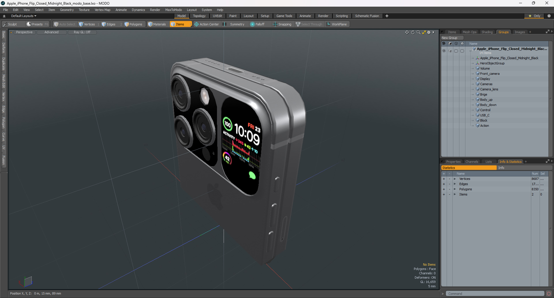Apple iPhone Flip Closed Midnight Black 3D model