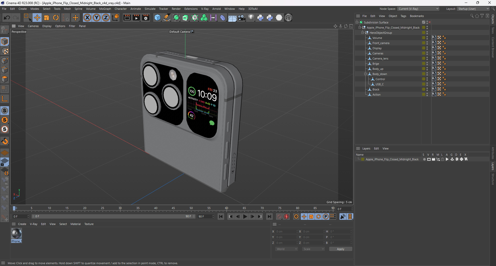 Apple iPhone Flip Closed Midnight Black 3D model