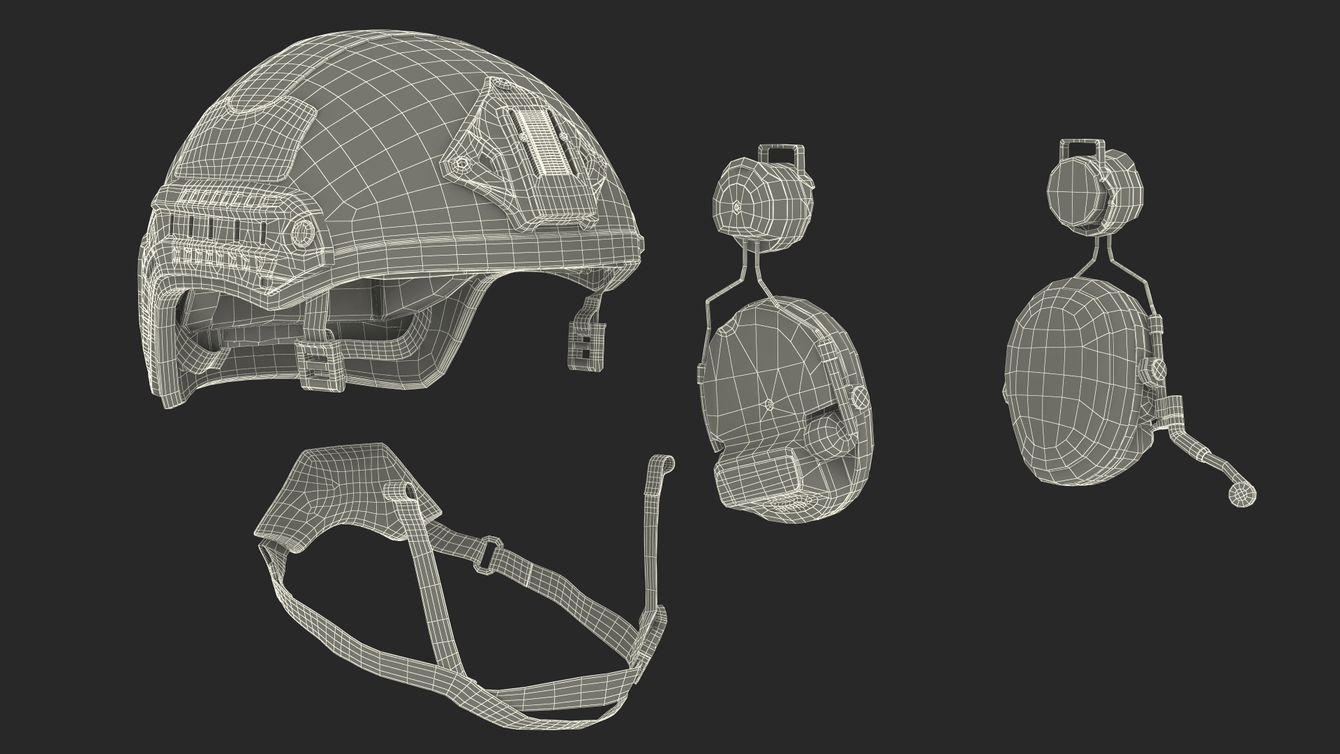 3D model Tactical Gear Helmet Green Camo Fur