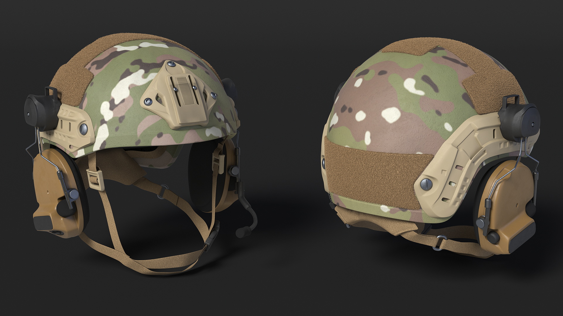 3D model Tactical Gear Helmet Green Camo Fur