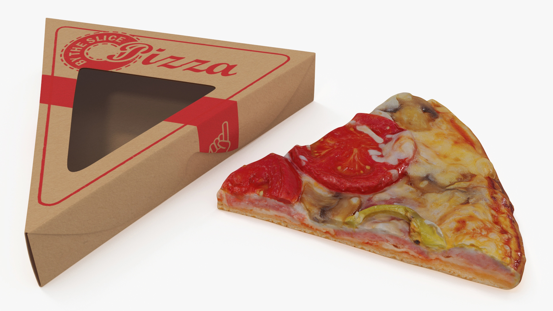 Pizza Slice in Triangle Craft Paper Box 3D model