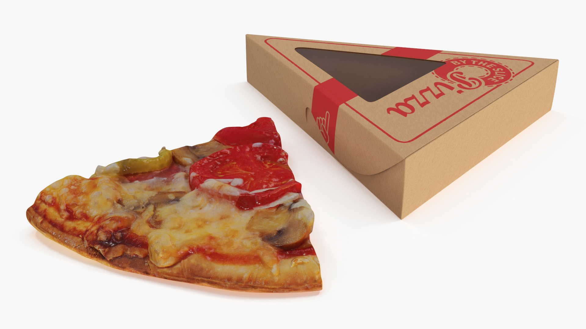 Pizza Slice in Triangle Craft Paper Box 3D model
