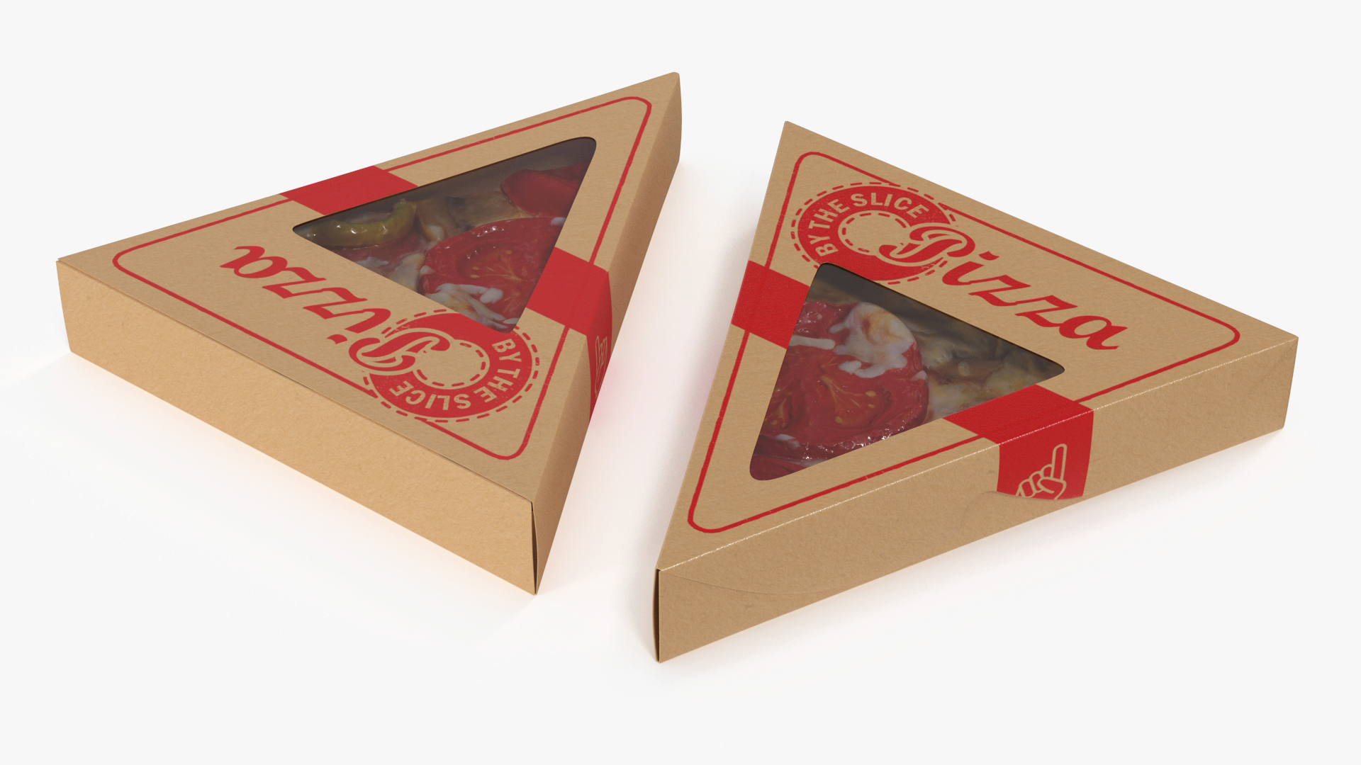 Pizza Slice in Triangle Craft Paper Box 3D model