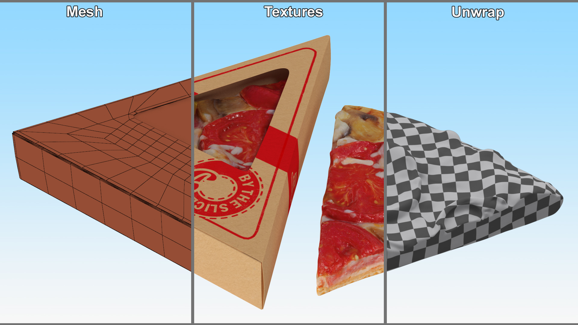 Pizza Slice in Triangle Craft Paper Box 3D model