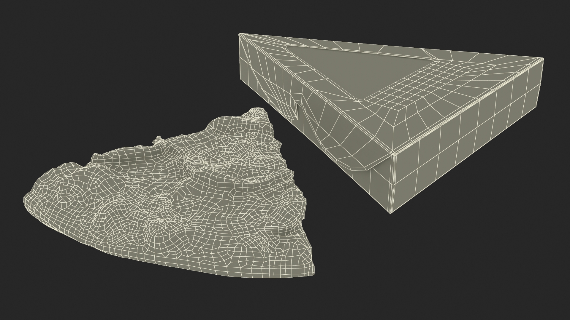 Pizza Slice in Triangle Craft Paper Box 3D model