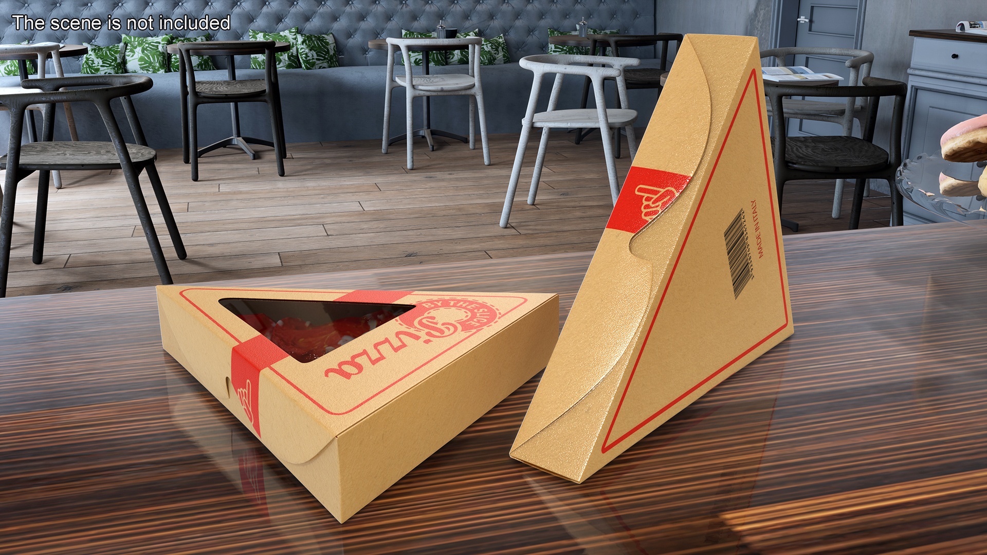 Pizza Slice in Triangle Craft Paper Box 3D model